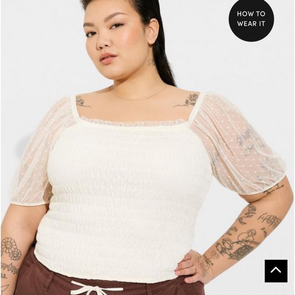 NWT Torrid Dot Mesh Crop Top